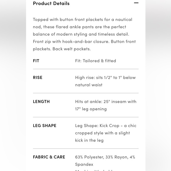 Ann Taylor Petite Sailor Flared Ankle Pants NWT - Picture 4 of 6